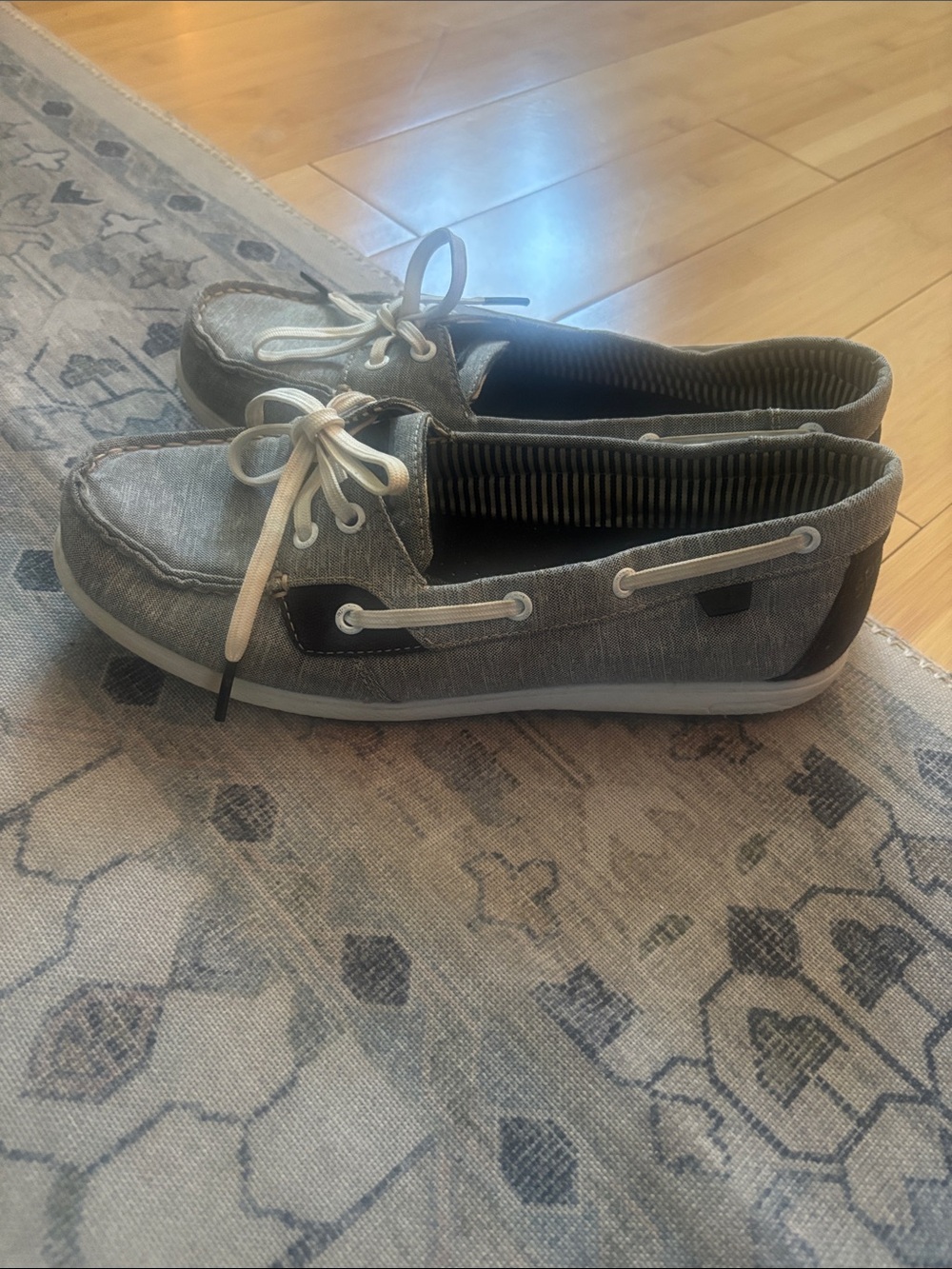 Sperry Casual Gray Canvas Boat Shoes with White Laces
